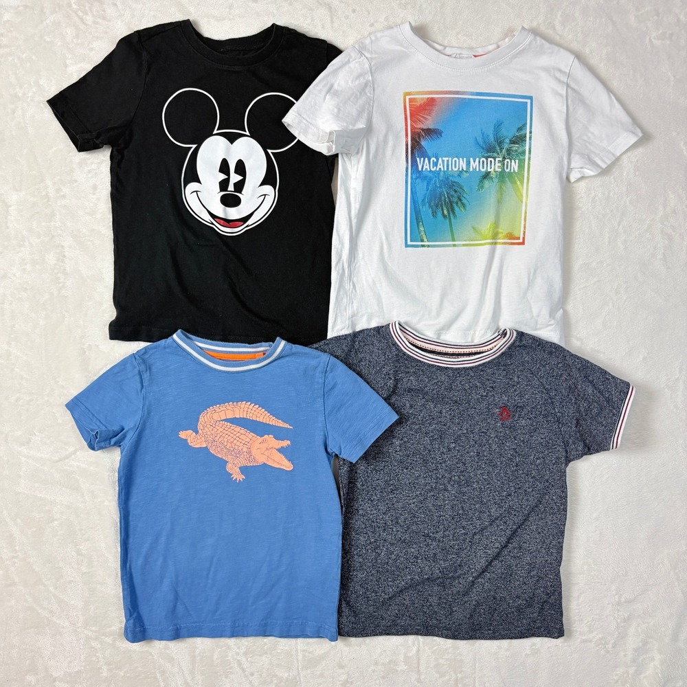 Mini Boden Penguin Disney T-Shirt Bundle Kids 4-5Y Blue Black White Good Graphic